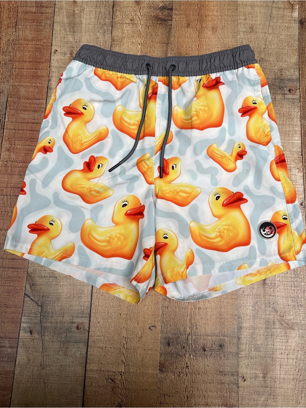 Neff Rubber Duck Print Swim Trunks - Yellow & Gray